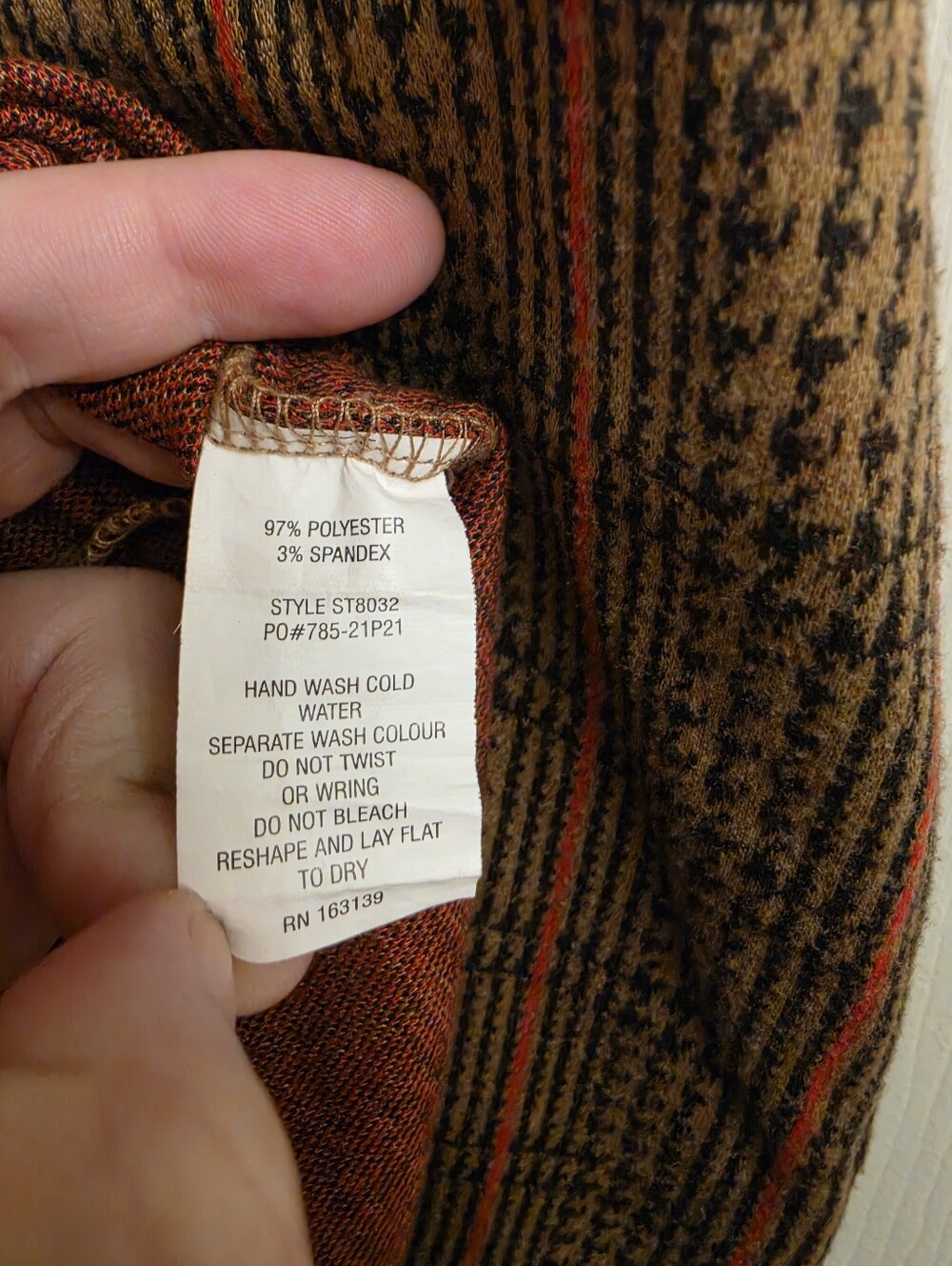 Popular 21 Brown Plaid Cami Bodycon Dress Red Stripe L - Picture 5 of 5